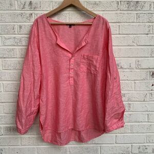 Max Edition cotton linen blend pink tunic blouse woman’s size large